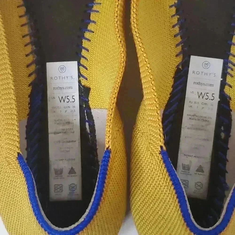 Rothy's Shoe Size 5.5 Yellow Rubber Woven Pointed Toe closed heel Shoes